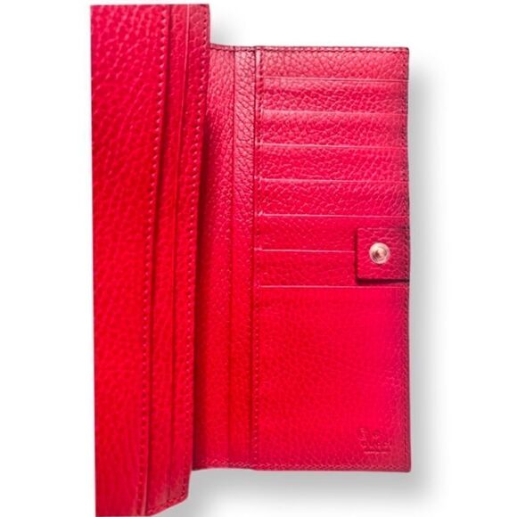 NEW Gucci Red Interlocking GG Pebbled Leather Long Continental Wallet - Picture 4 of 15